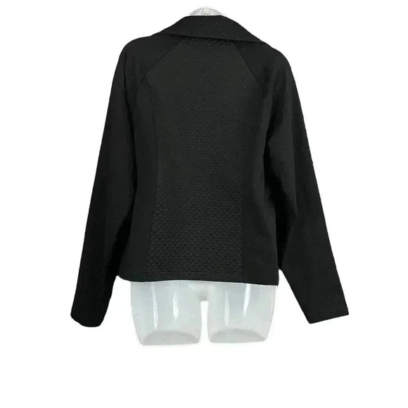 Lauren Ralph Lauren Womens Quilted Black Zip Up Blazer Top LARGE Collared - Picture 2 of 11